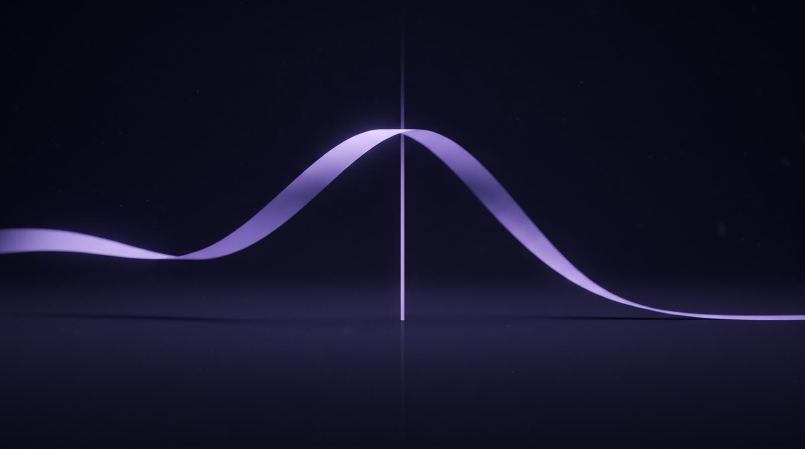 A ribbon of light rising and settling across a marker